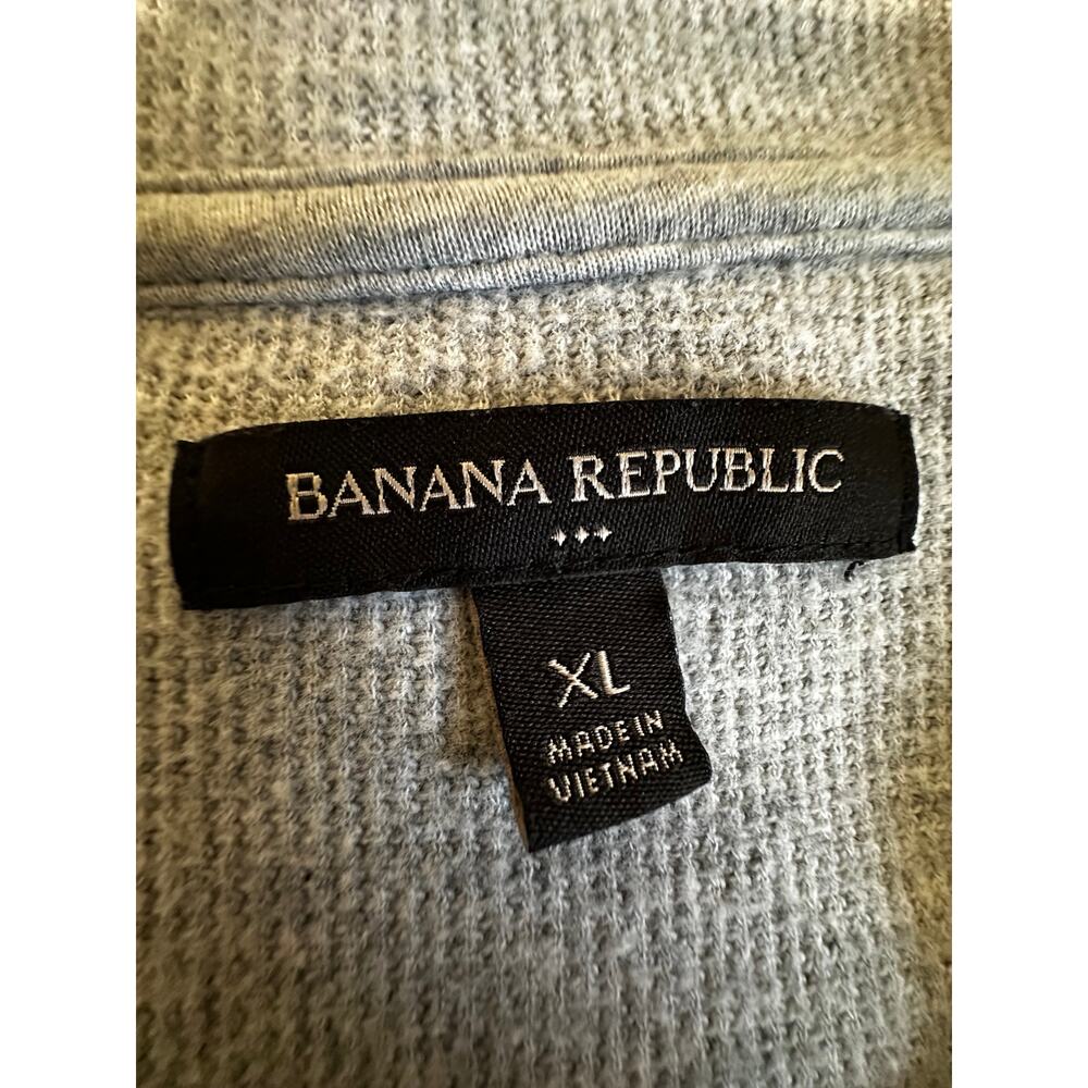 Banana Republic XL Knit Henley Sweater Gray Mens